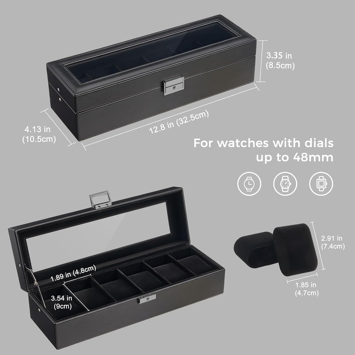 ProCase Caja de reloj con 6 ranuras para hombres -AllBlack | Organi...