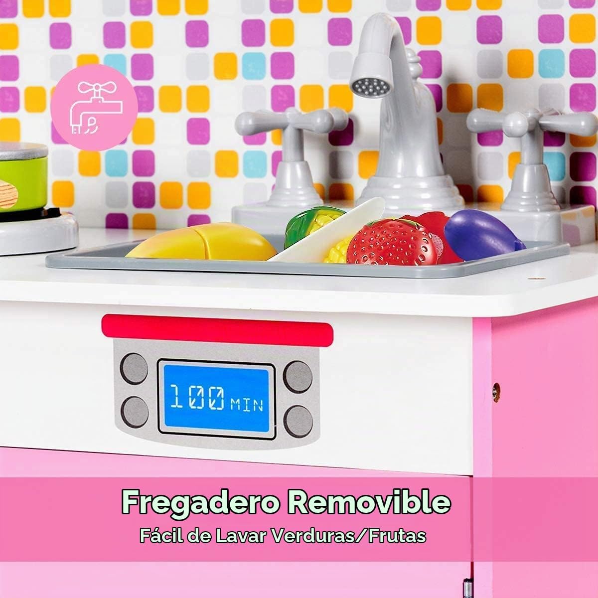 OLAKIDS - Juego de cocina para niños, cocina de madera para niños p...