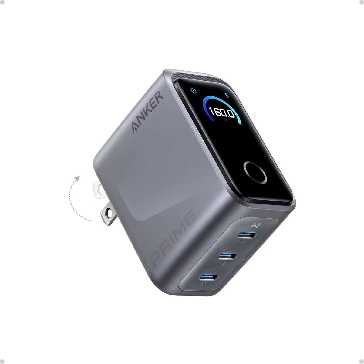 Anker Cargador Prime, cargador GaN de 3 puertos máximo de 160 W, pa...