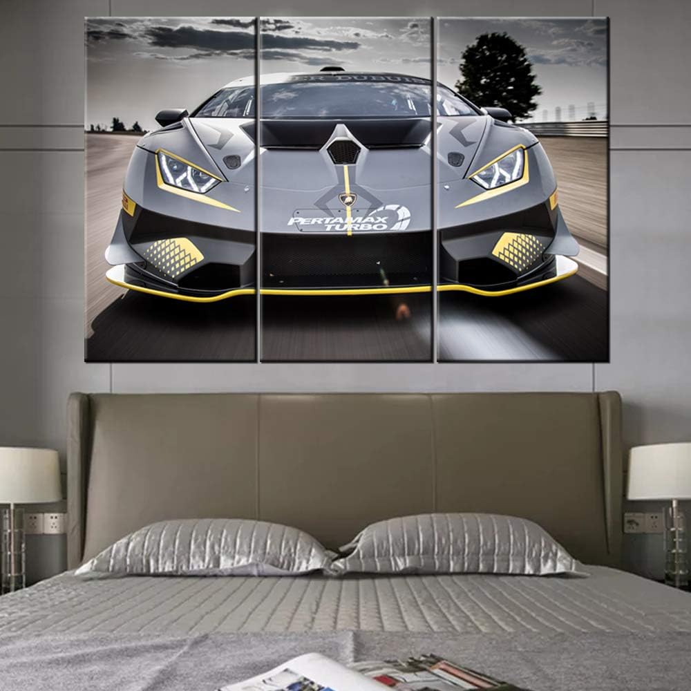Arte de pared para sala de estar, pinturas de autos deportivos negr...