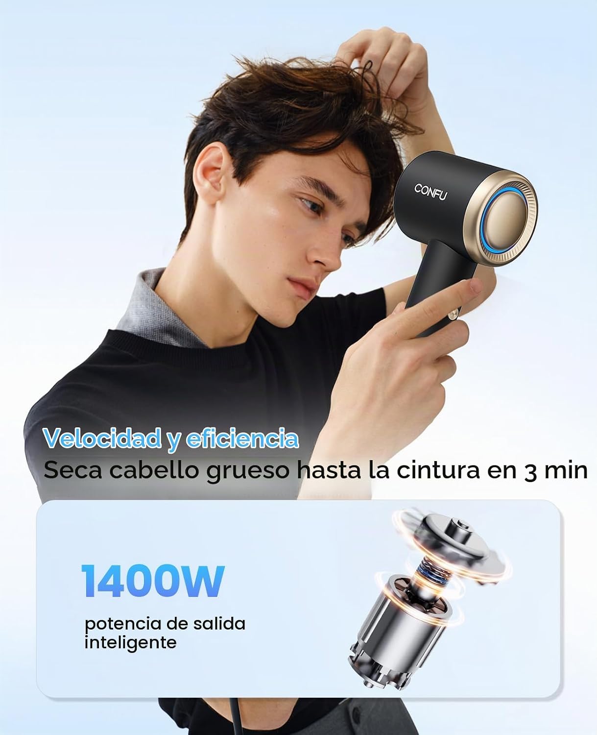 CONFU Secador de pelo con difusor, secador iónico de 1,640.4 ft, al...