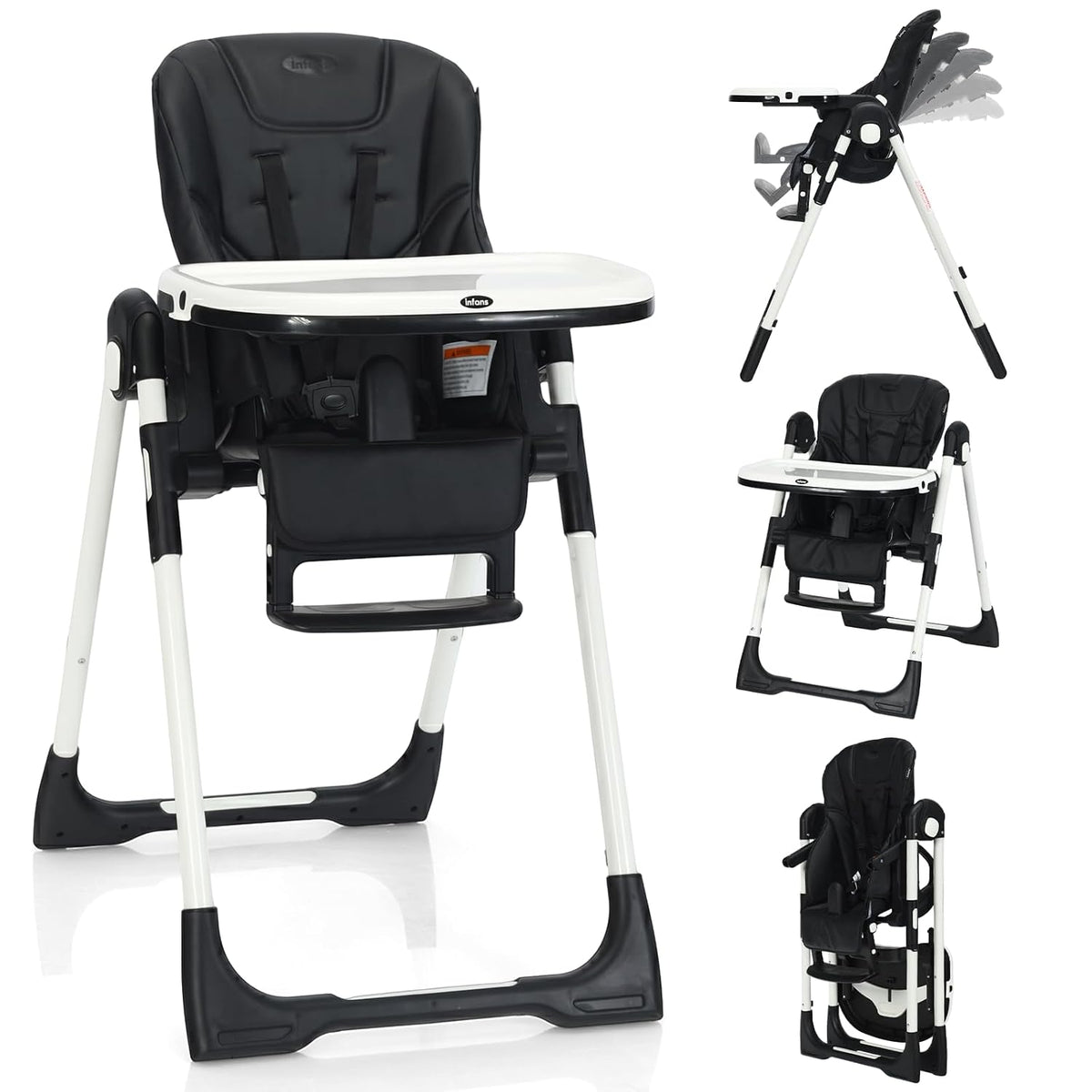 INFANS Silla alta para bebés y niños pequeños, silla alta plegable...