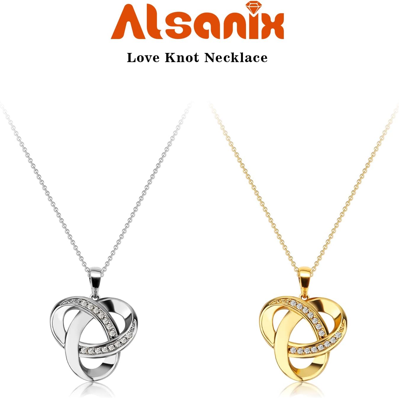 Collar de nudo de amor Alsanix, collar colgante de nudo de amor con...