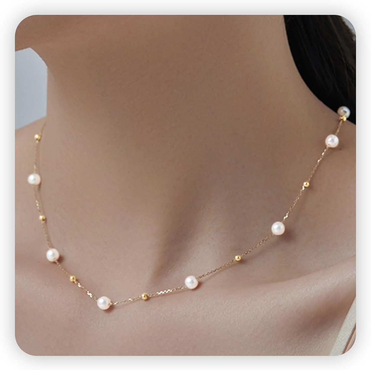 SmileBelle Collares de perlas, gargantilla de perlas de margarita p...