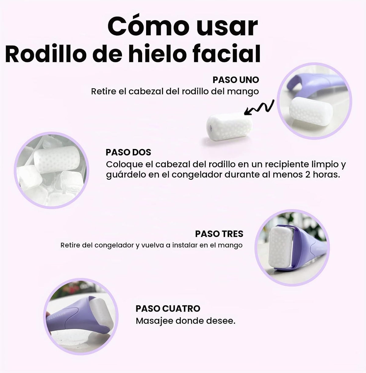 ROSELYNBOUTIQUE Rodillo de hielo para la cara, palo masajeador para...