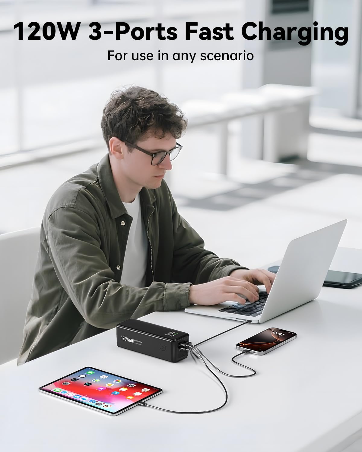 WOXABHSL Banco de energía de carga rápida de 27000 mAh y 120 W, car...