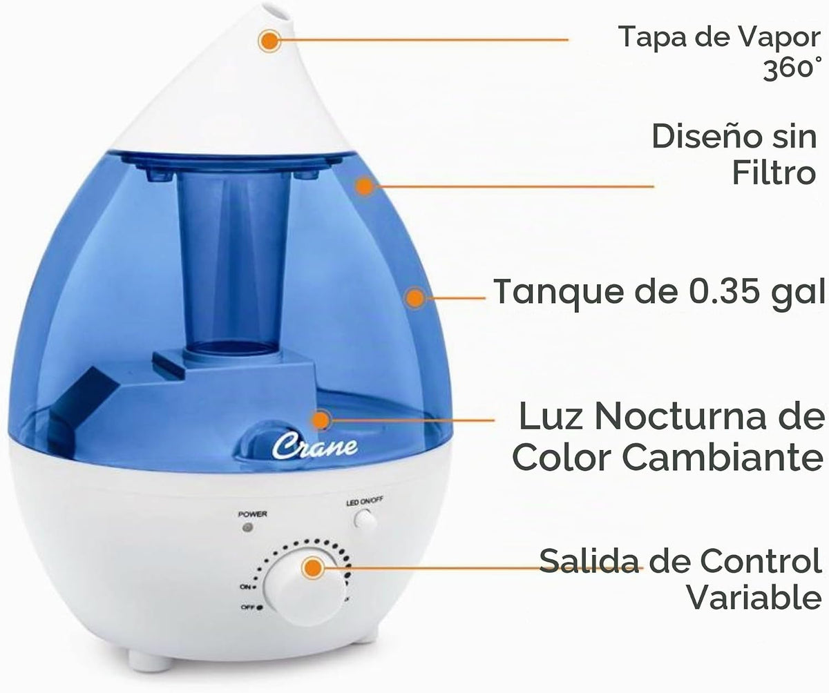 Crane Humidificador ultrasónico personal de niebla fría de 1.3 litr...