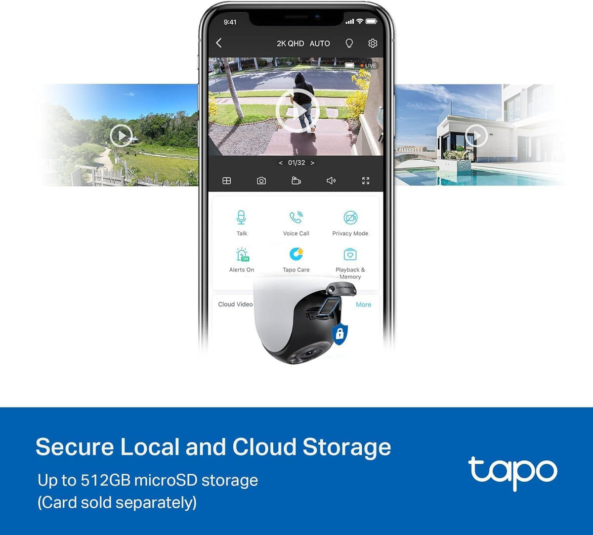 TP-Link Tapo Cámara de Seguridad Wi-Fi para Exteriores 2K QHD con P...