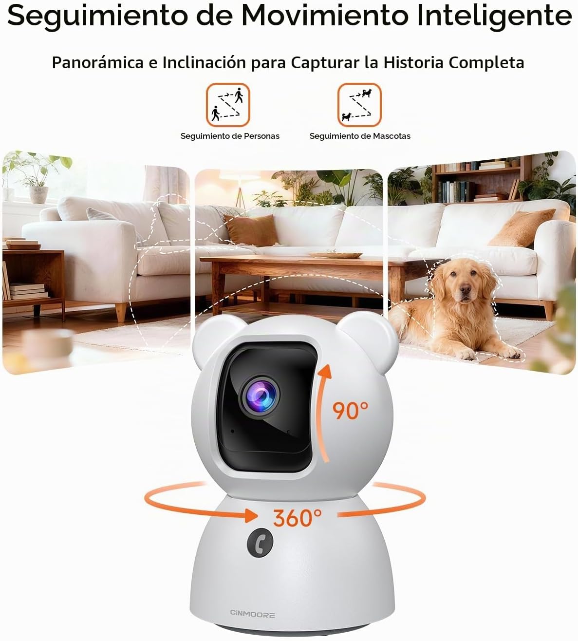 Paquete de 2 cámaras de 2.5K para seguridad en el hogar, detección...