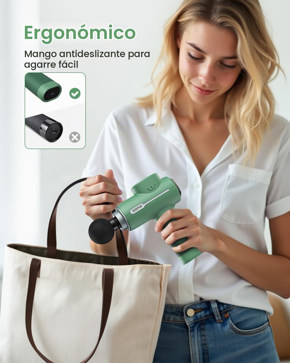 RENPHO Pistola de masaje activa, masajeador de espalda de percusión...