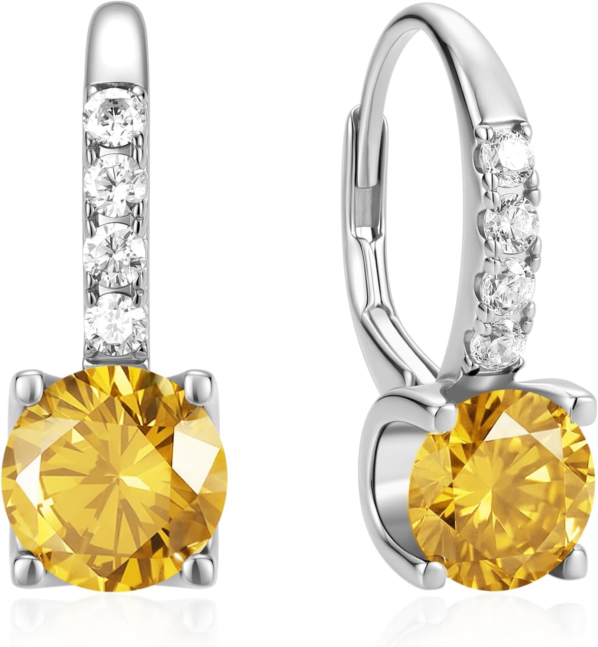 FANCIME Pendientes colgantes con piedra natal para mujer de plata d...