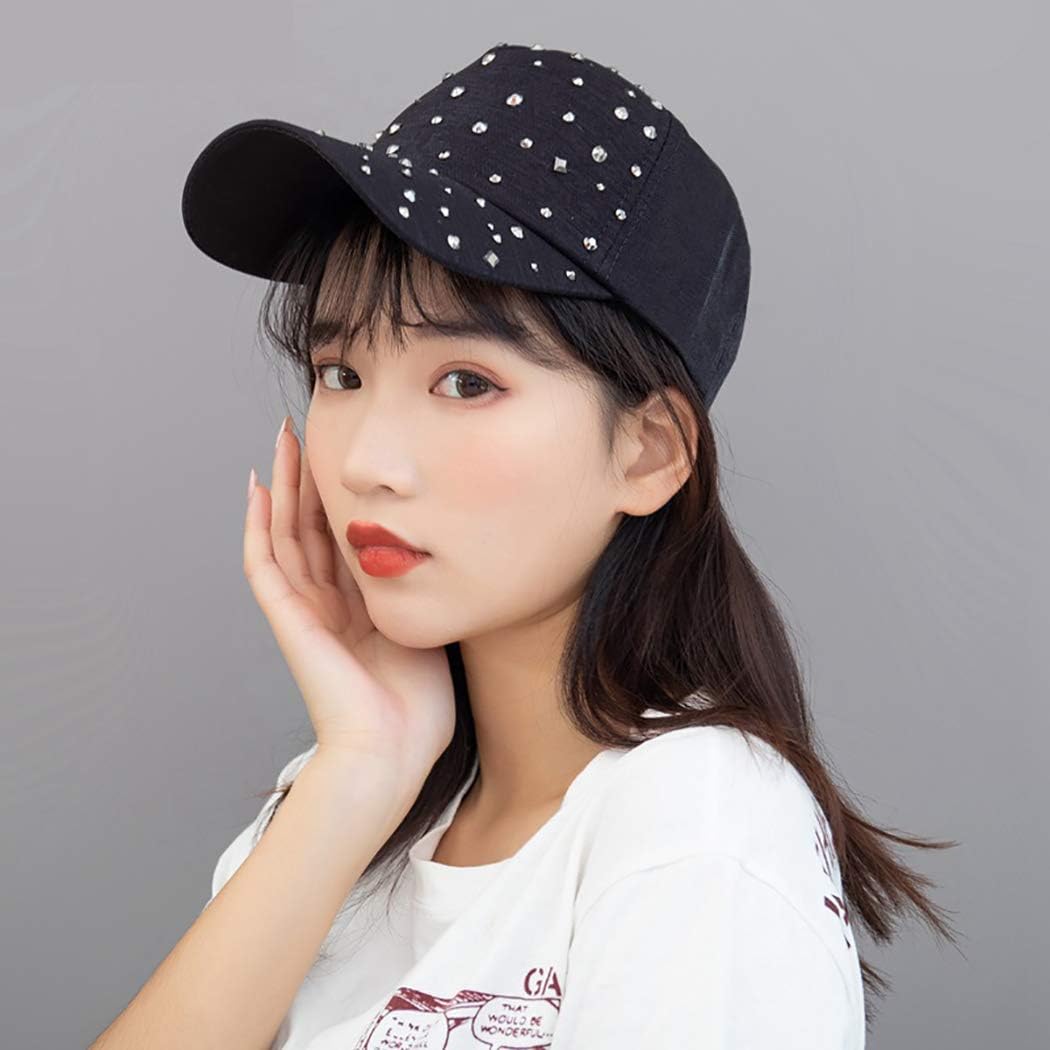 Gudessly Gorra de béisbol ajustable transpirable con diamantes de i...