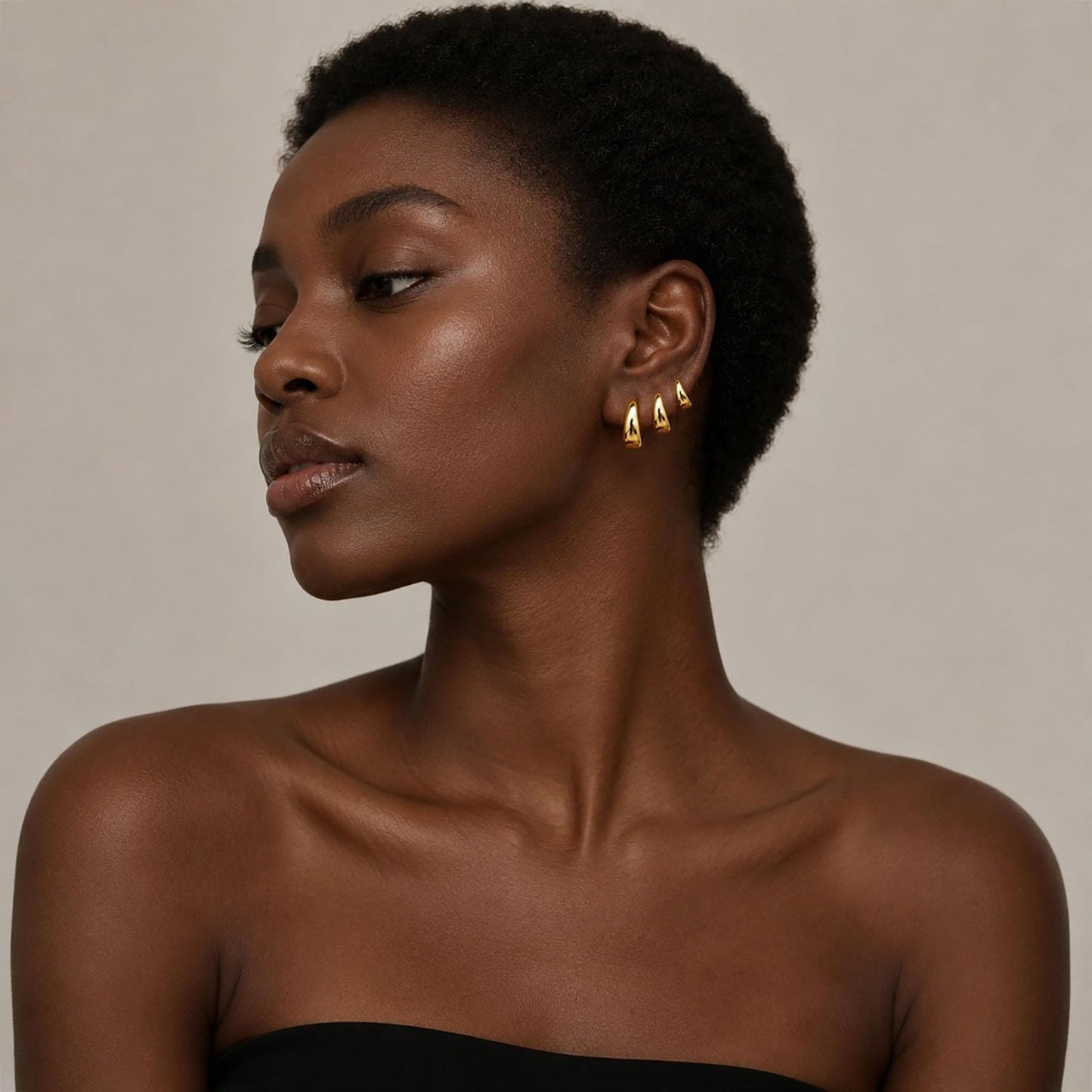 Juego de 3 pares de aretes de aro de oro para mujer, joyería de mod...