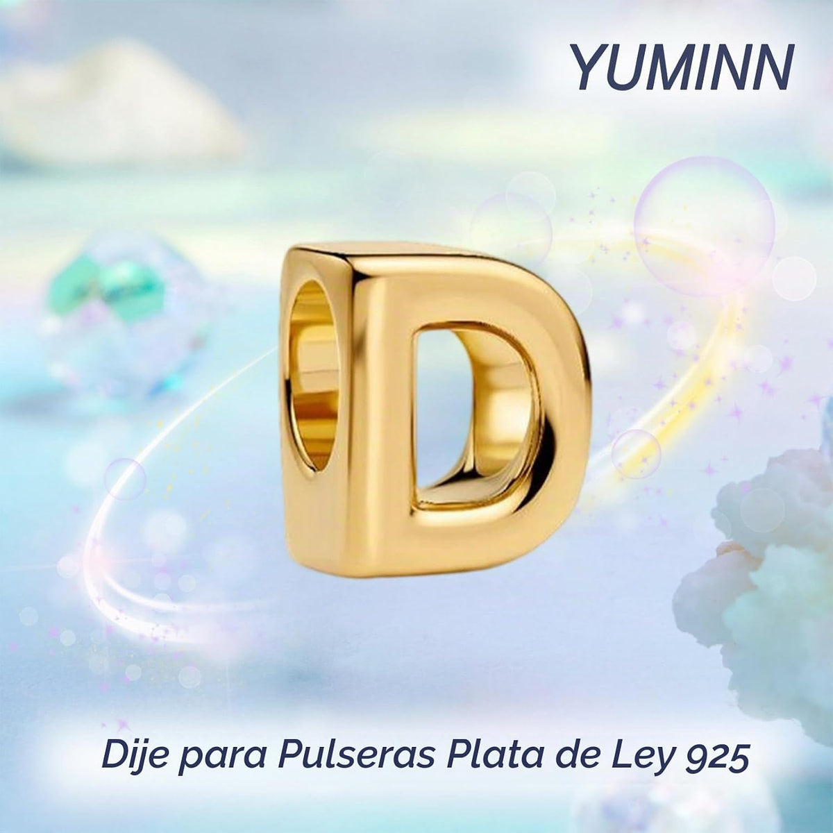 YUMINN Dijes dorados de la A a la Z para pulseras de plata esterlin...