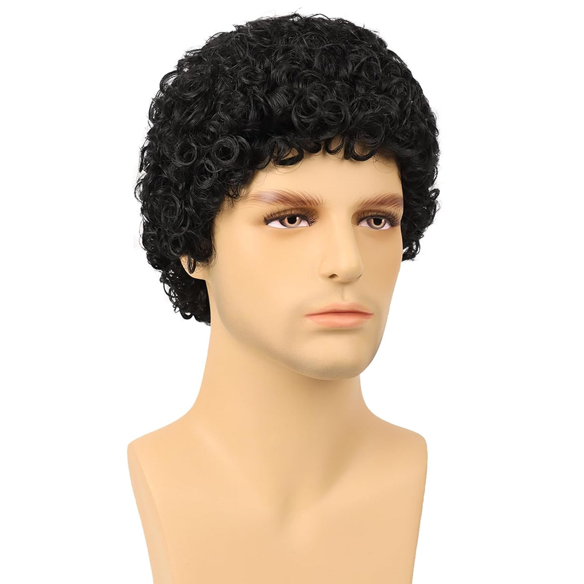 G&amp;T Wig Peluca corta rizada afro para hombre, peluca de disco d...