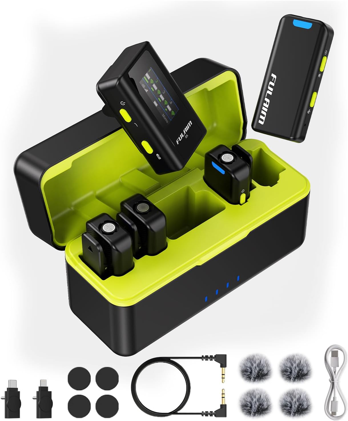 FULAIM Micrófonos Lavalier inalámbricos X6 Pro con 4 transmisores |...