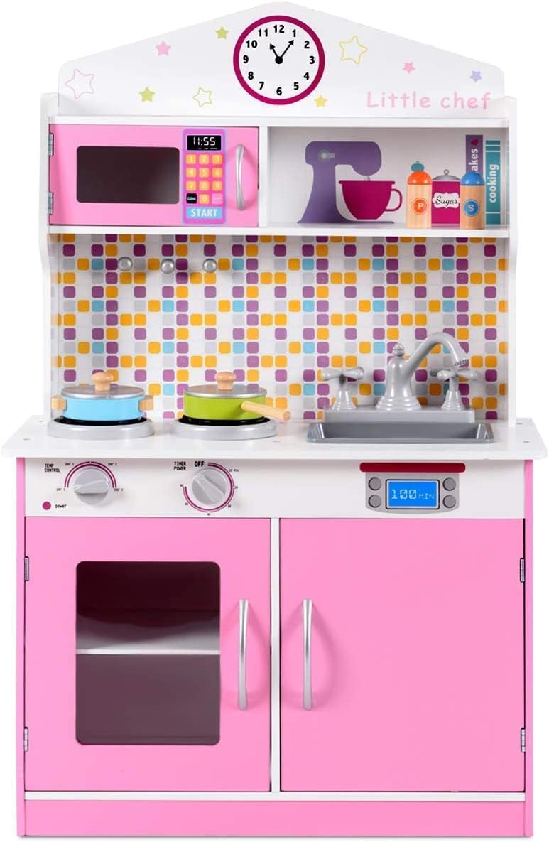 OLAKIDS - Juego de cocina para niños, cocina de madera para niños p...