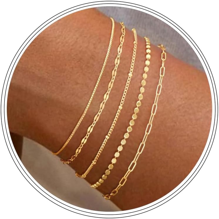 MBW Pulseras chapadas en plata para mujer, delicadas pulseras de pl...