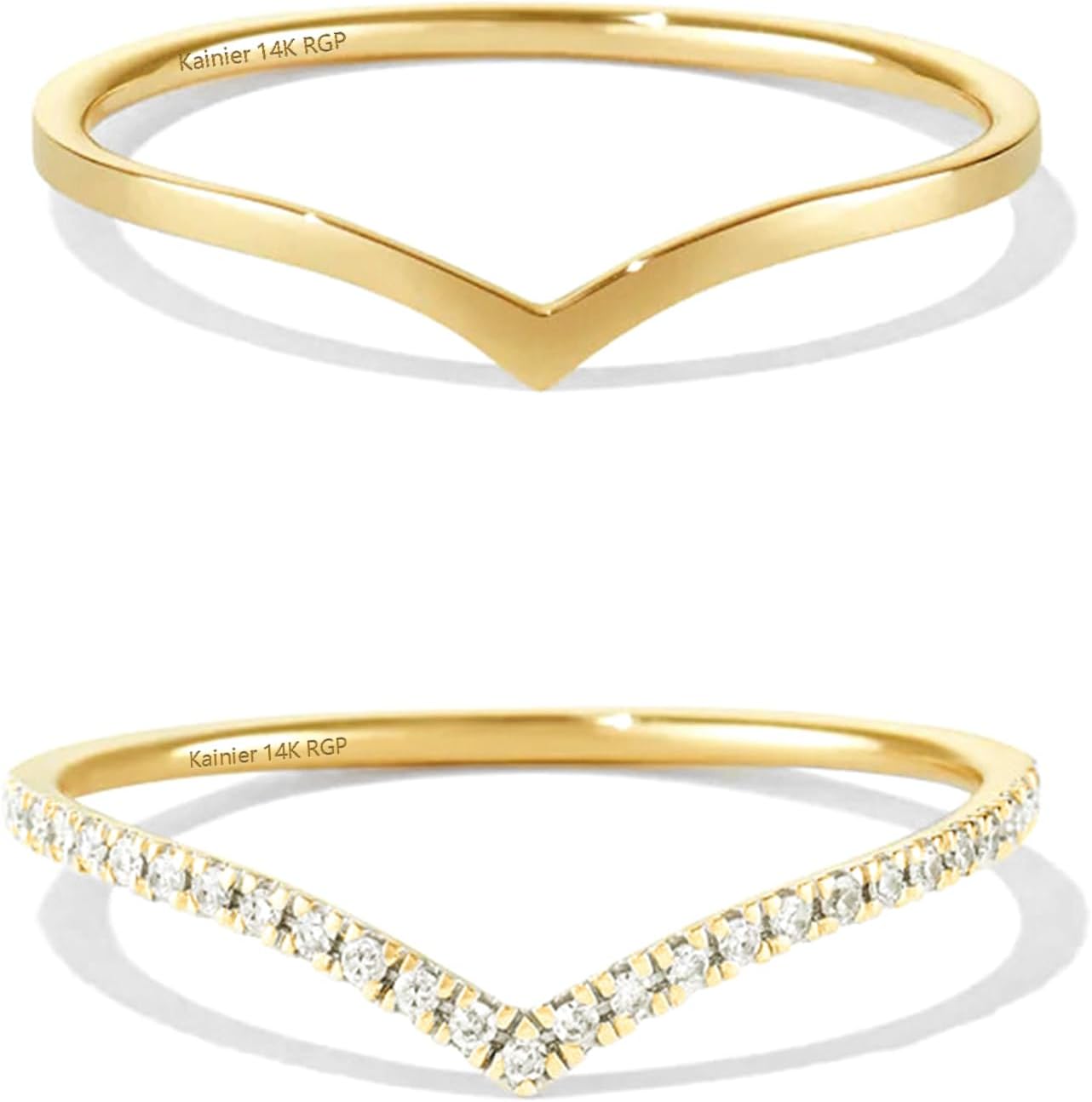 Kainier 2 pares de anillos apilables para mujeres, 1 mm chapados en...