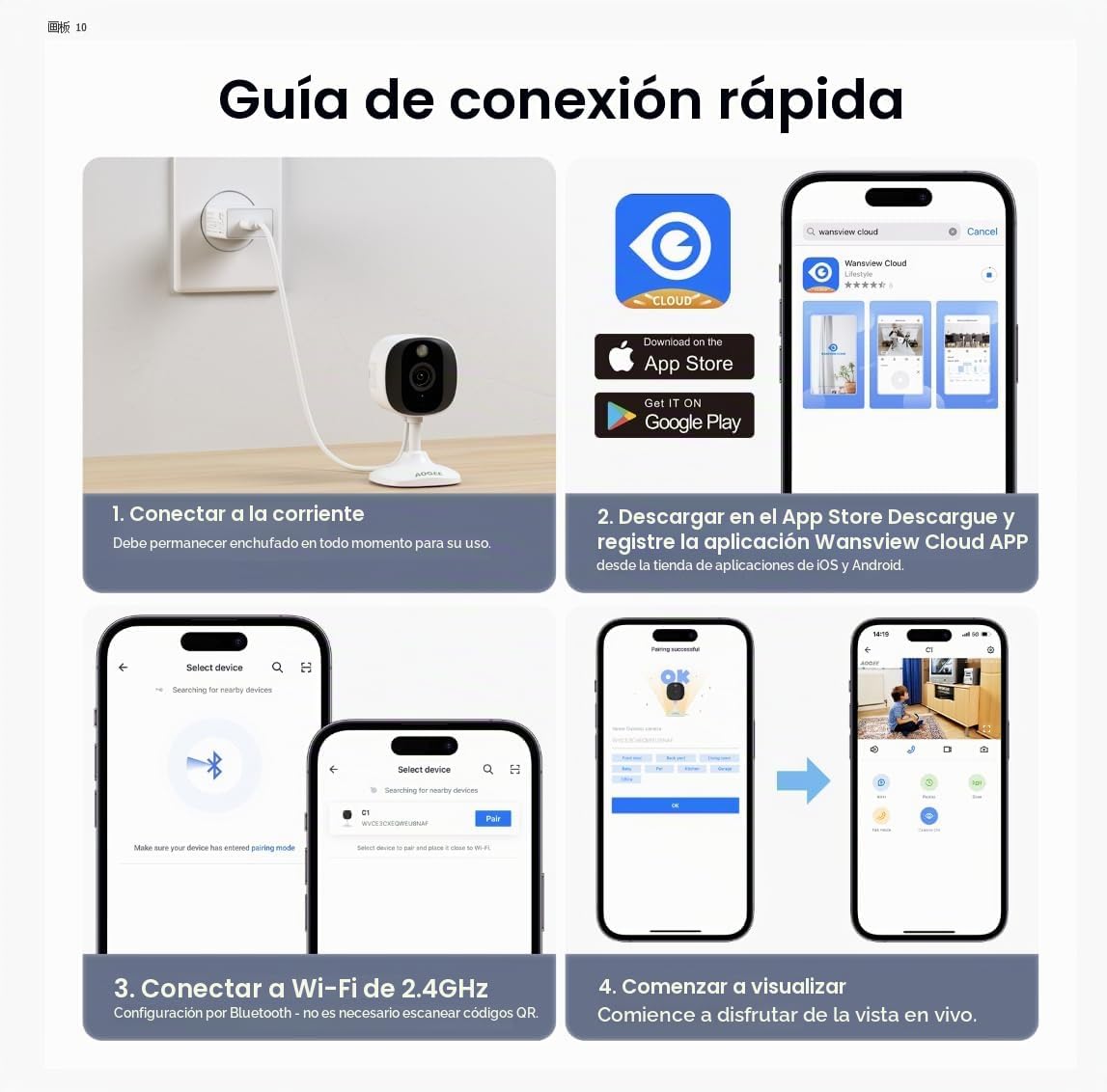 AOQEE - Cámara de seguridad 2K para interior\/exterior, visión de c...