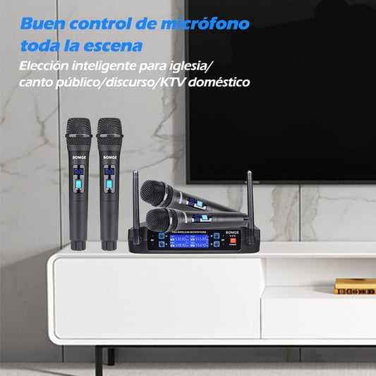 BOMGE Sistema de micrófono inalámbrico, juego de micrófono inalámbr...
