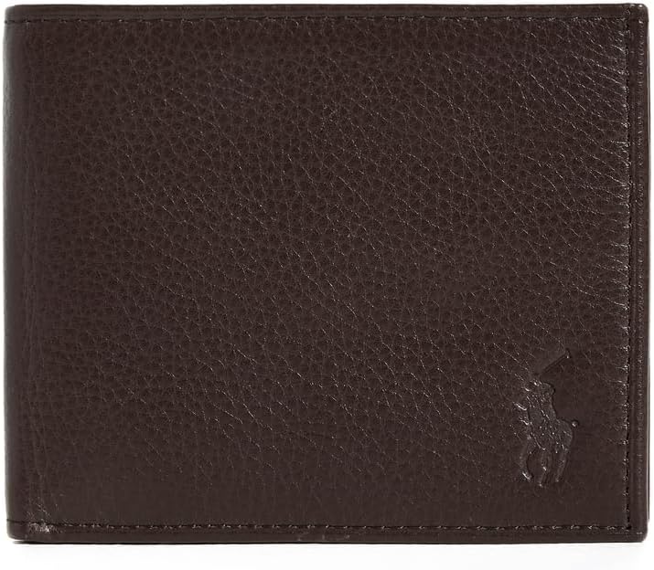 Polo Ralph Lauren Billetera de cuero con guijarros para hombre, mar...