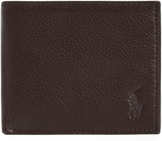 Polo Ralph Lauren Billetera de cuero con guijarros para hombre, mar...