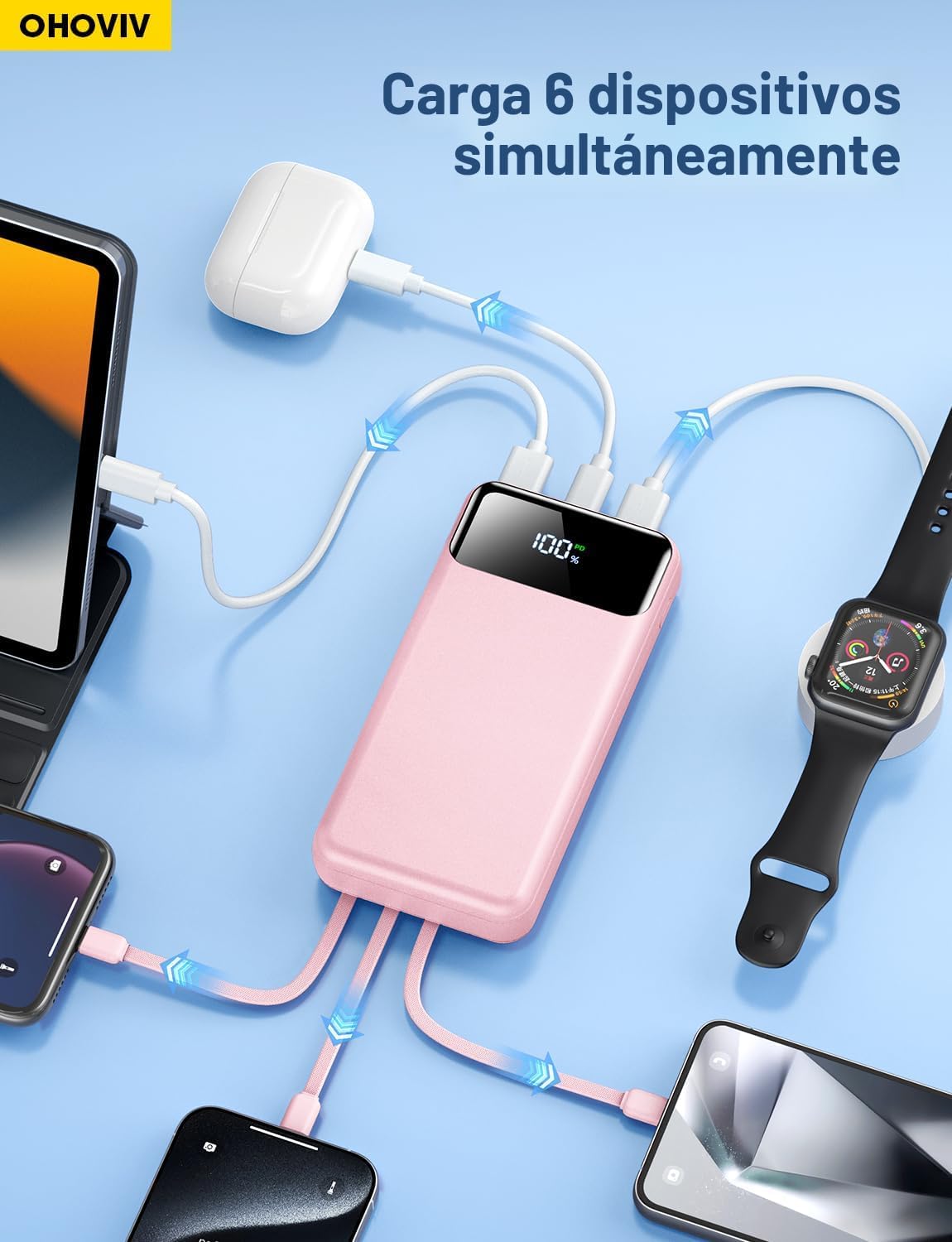 OHOVIV Cargador Portátil Power Bank Paquete de Batería de 50000mAh,...