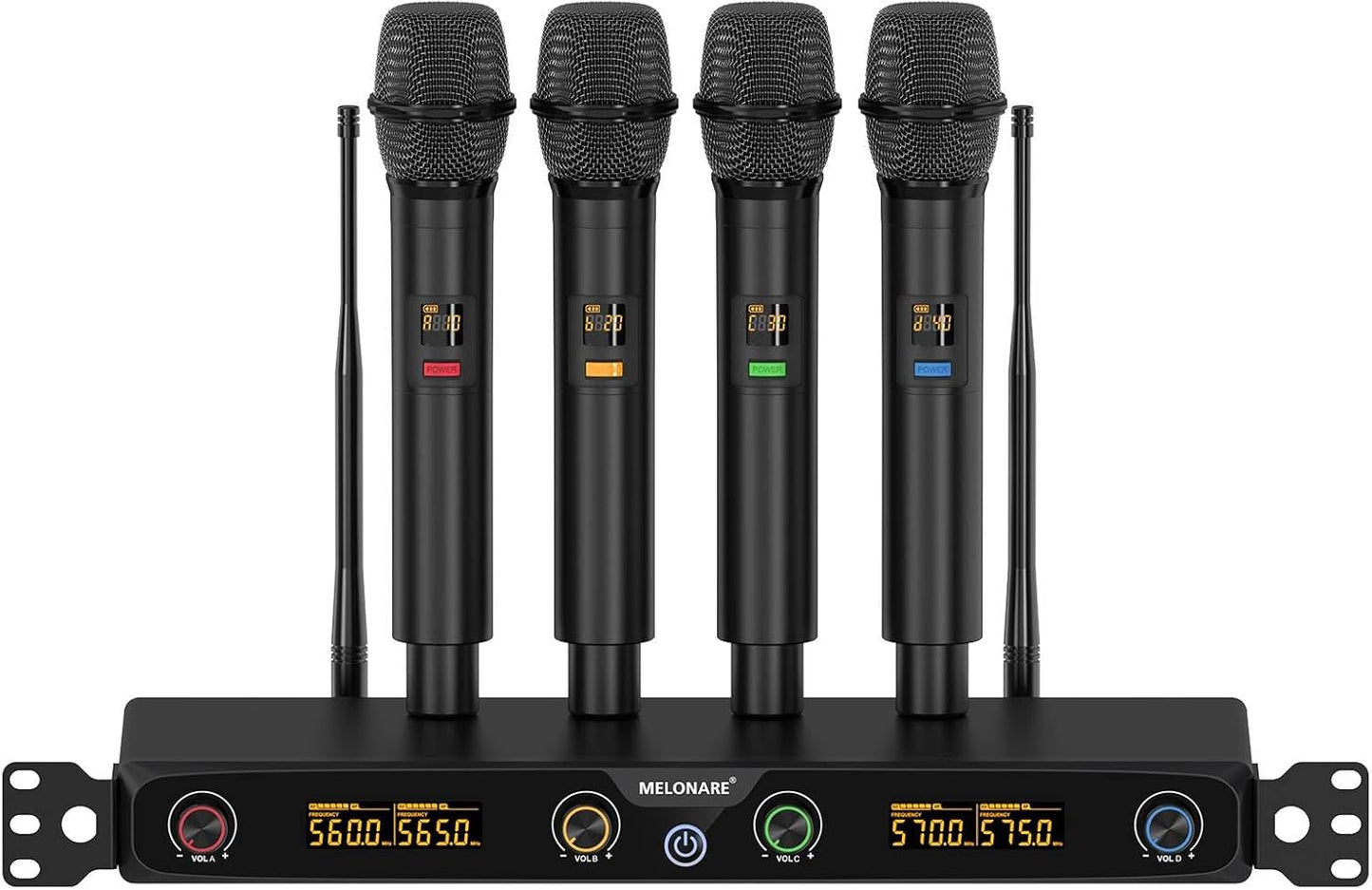 MELONARE Sistema de micrófono inalámbrico UHF de 4 canales para mon...