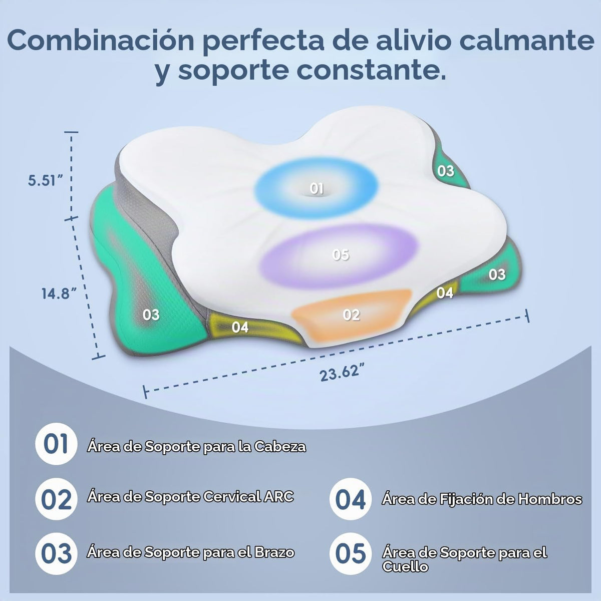 CosBed Almohada cervical para el cuello, almohada de espuma viscoel...