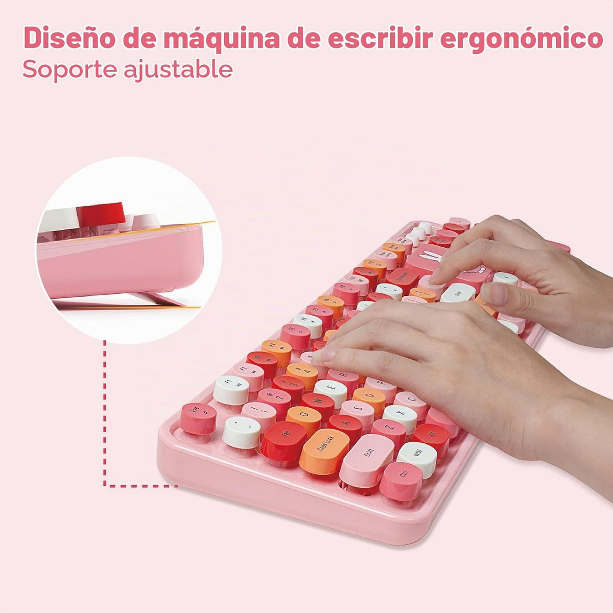 Miffy - Combo de teclado y mouse inalámbricos de 104 teclas con alm...