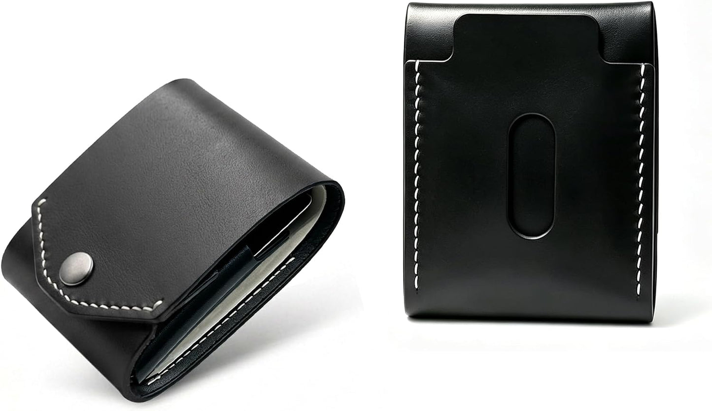 JusBumio Cartera plegable cosida a mano para hombre, con capacidad...