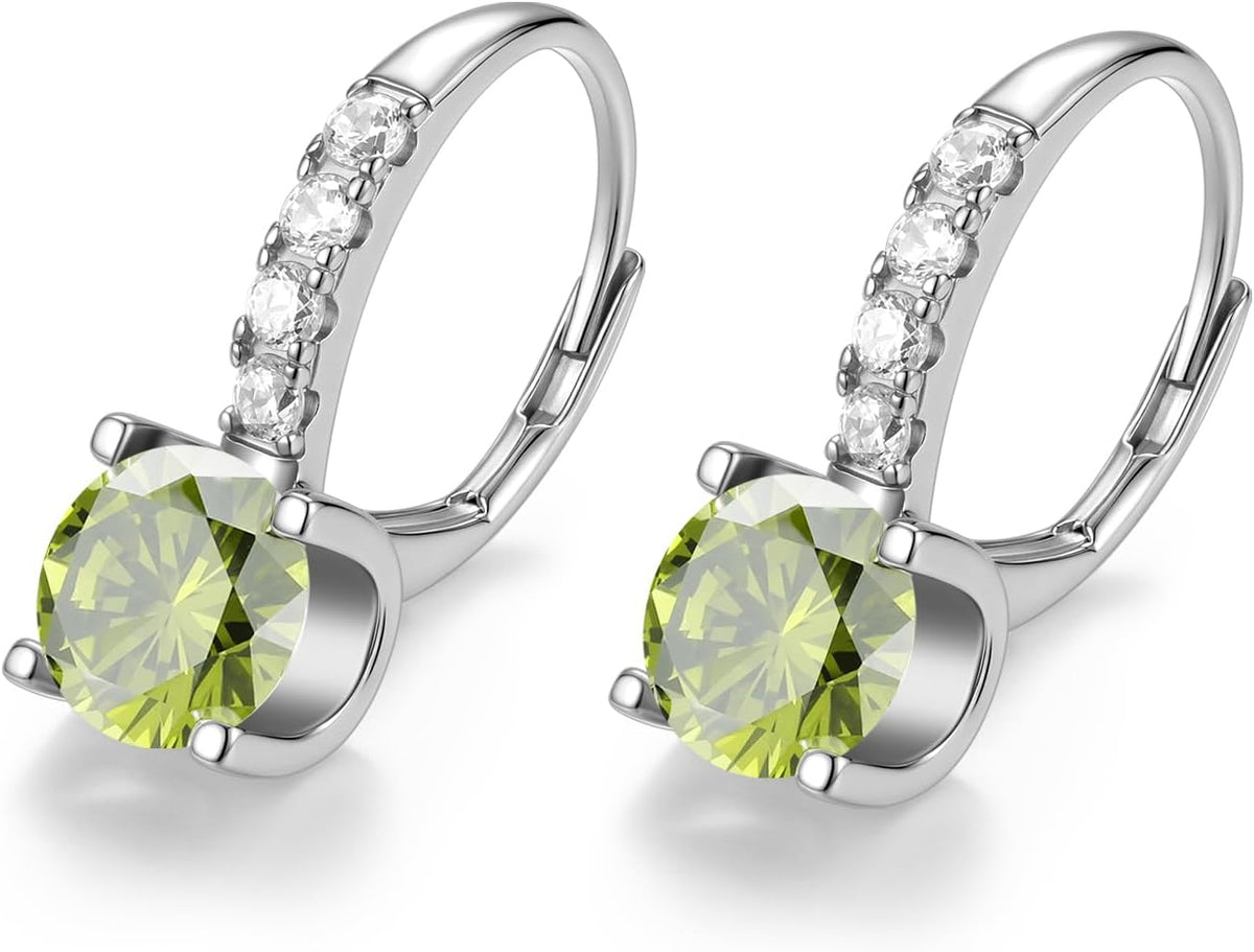 FANCIME Pendientes colgantes con piedra natal para mujer de plata d...