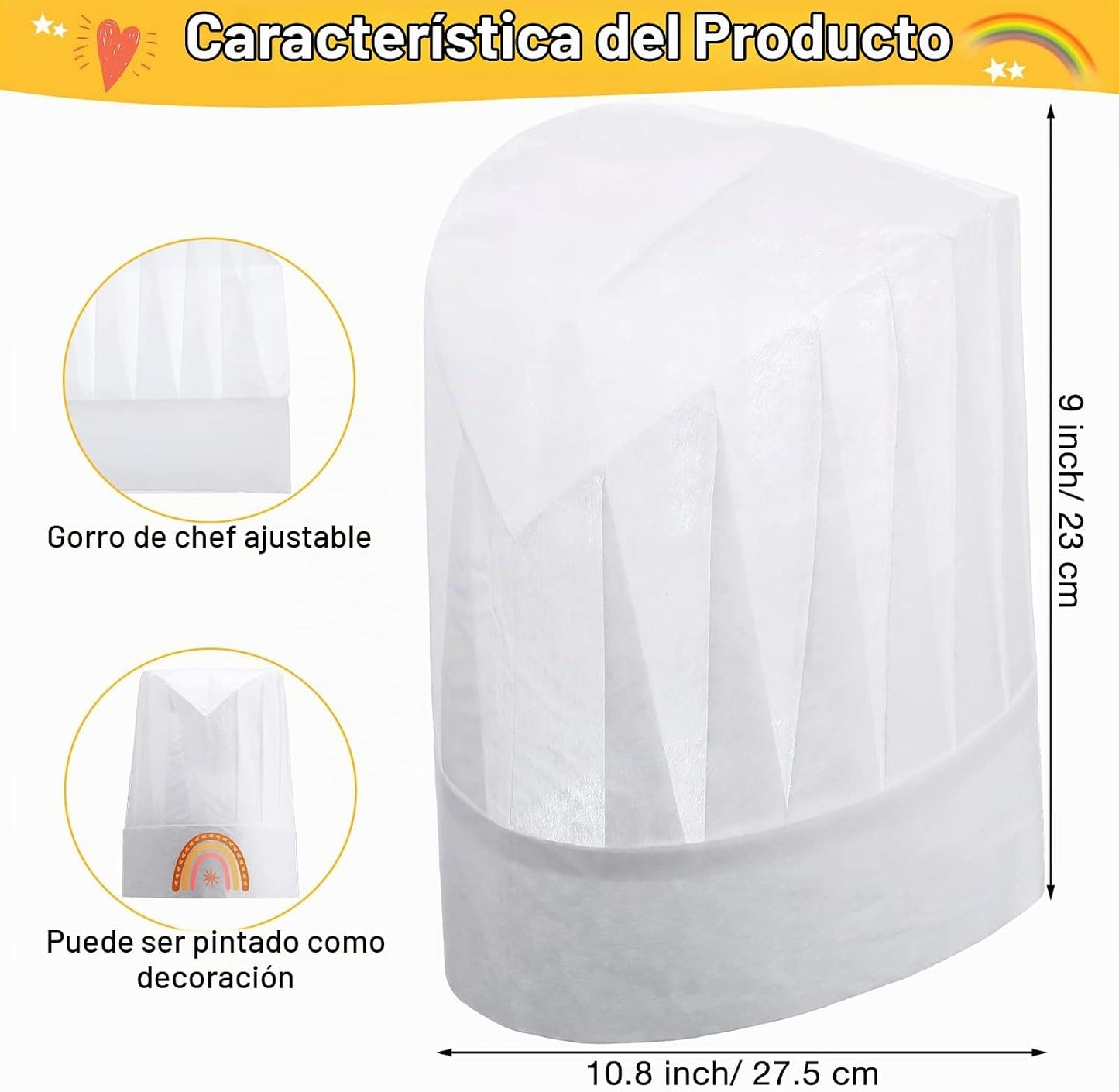 JaGely Juego de sombrero y delantal de chef para niños de 60 piezas...