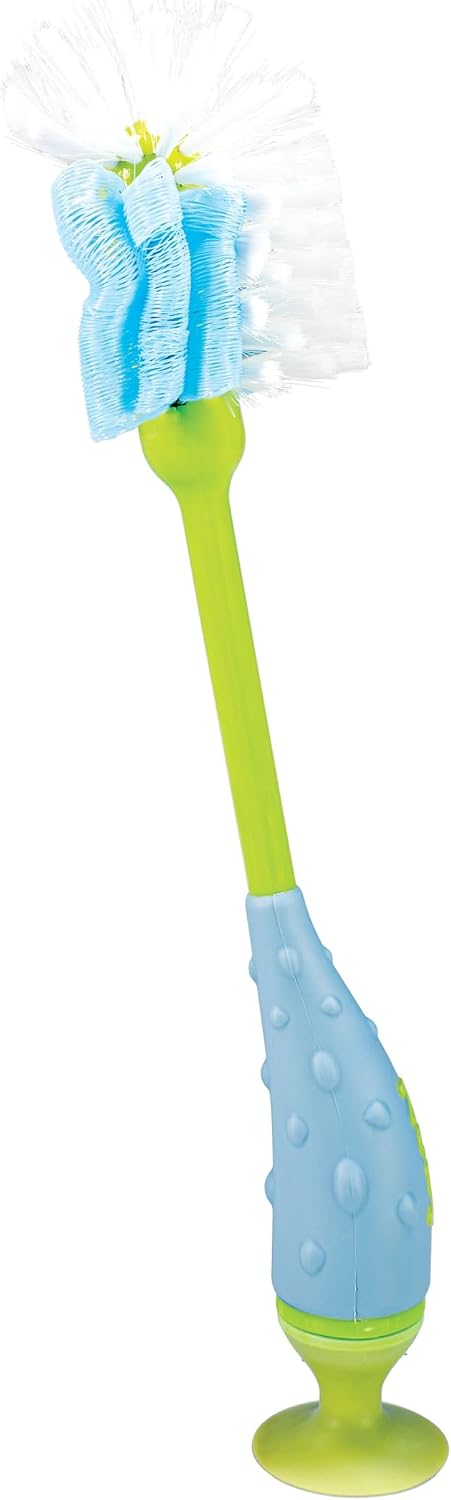 Nuby Cepillo 2 en 1 para biberón con soporte, cerdas de nailon suav...