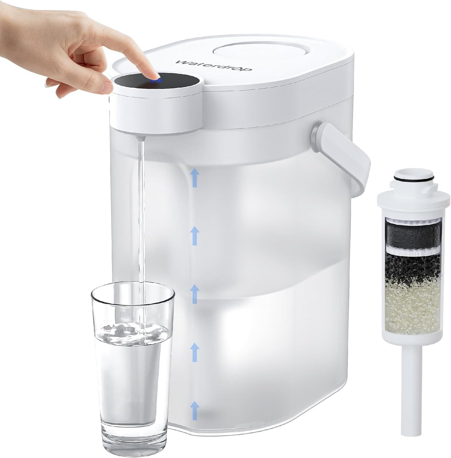 Waterdrop ED02W - Jarra eléctrica compacta con filtro de agua, 14 t...