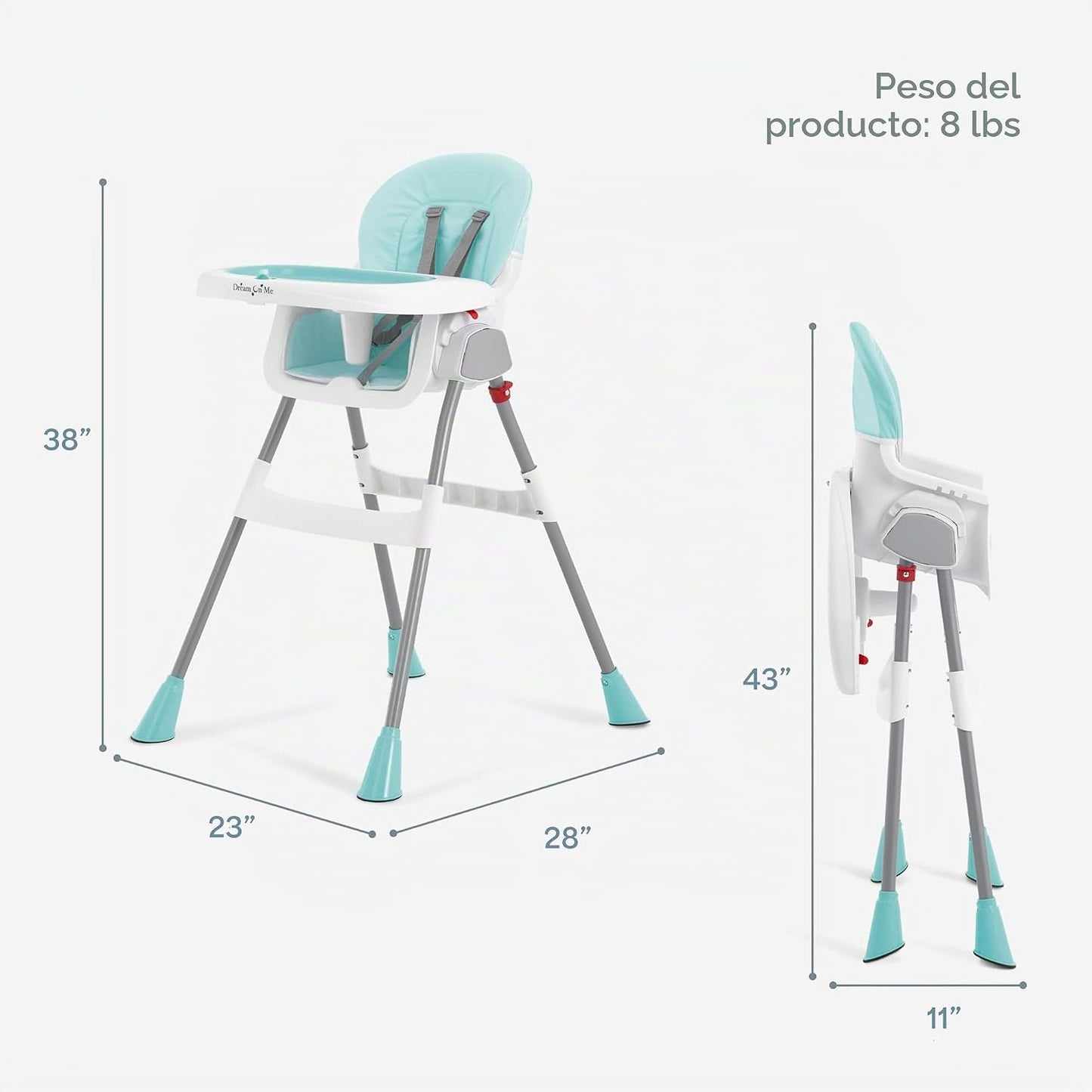 Dream On Me Silla alta portátil 2 en 1 Tabletalk, silla alta compac...
