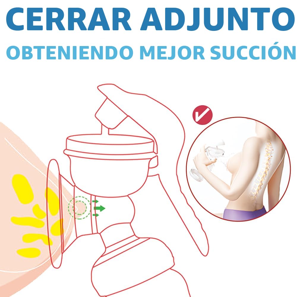 Elfzone Extractor de Leche Manual - Bomba de Mano de Succión Ajusta...