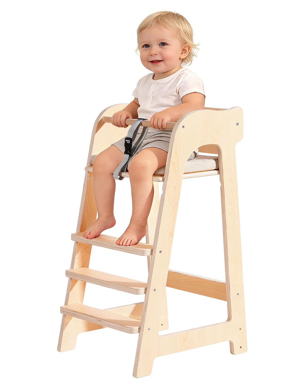ROBUD Silla alta de madera para niños pequeños, trona para altura a...