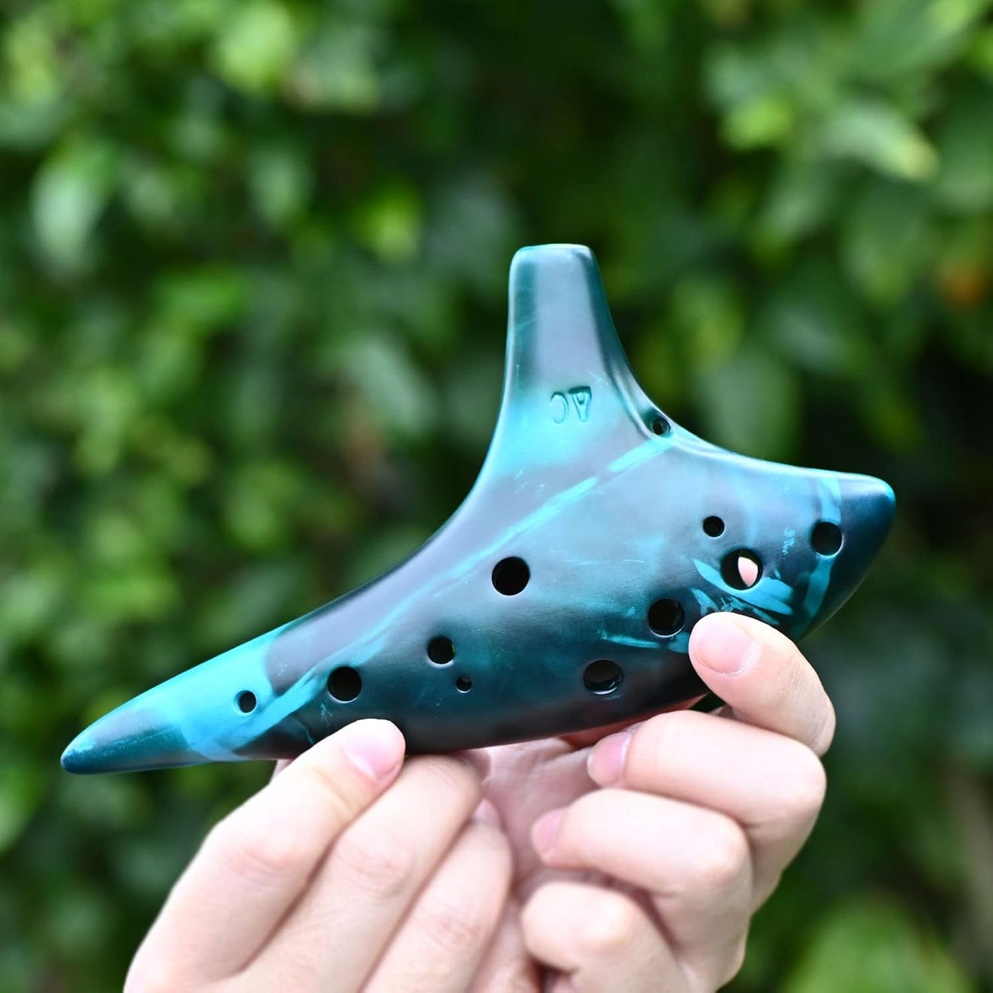 Ocarina de 12 agujeros Alto C de paja con cerámica ahumada, instrum...