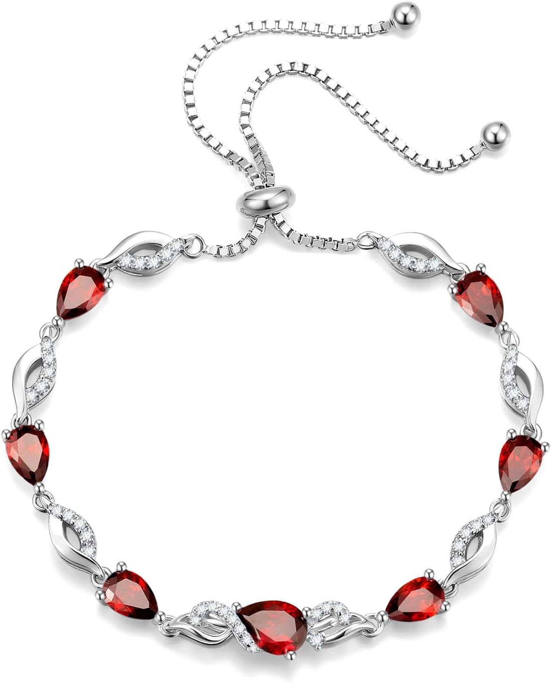 FANCIME Pulsera de piedra natal para mujer Pulsera de tenis ajustab...