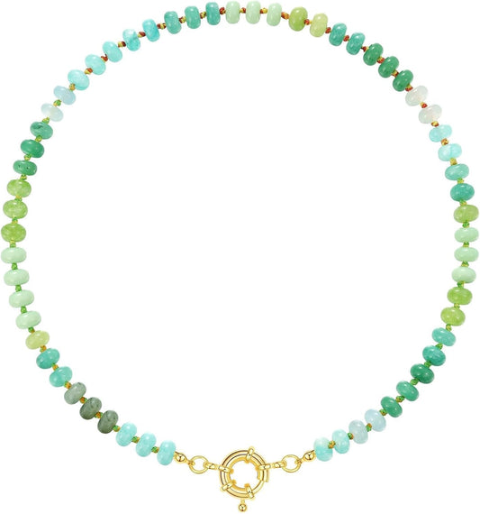 KissYan Collar de piedras preciosas con cuentas para mujer, gargant...