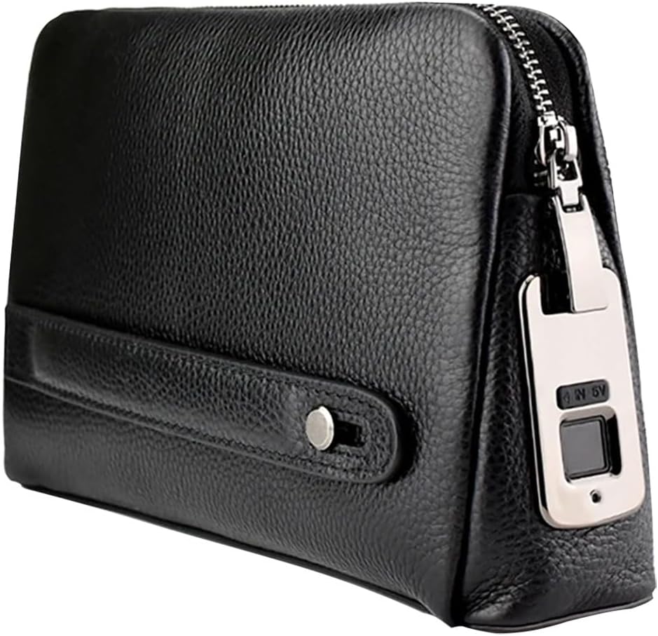 Welaso Bolso de mano de cuero con bloqueo de huellas dactilares, an...