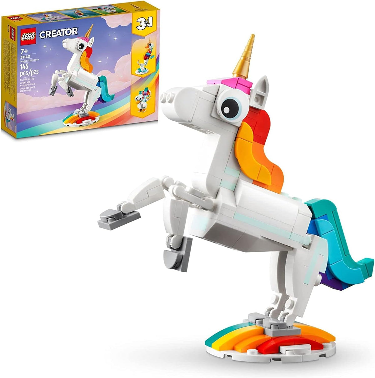 LEGO Creator 31140 - Juguete mágico de unicornio 3 en 1, se transfo...