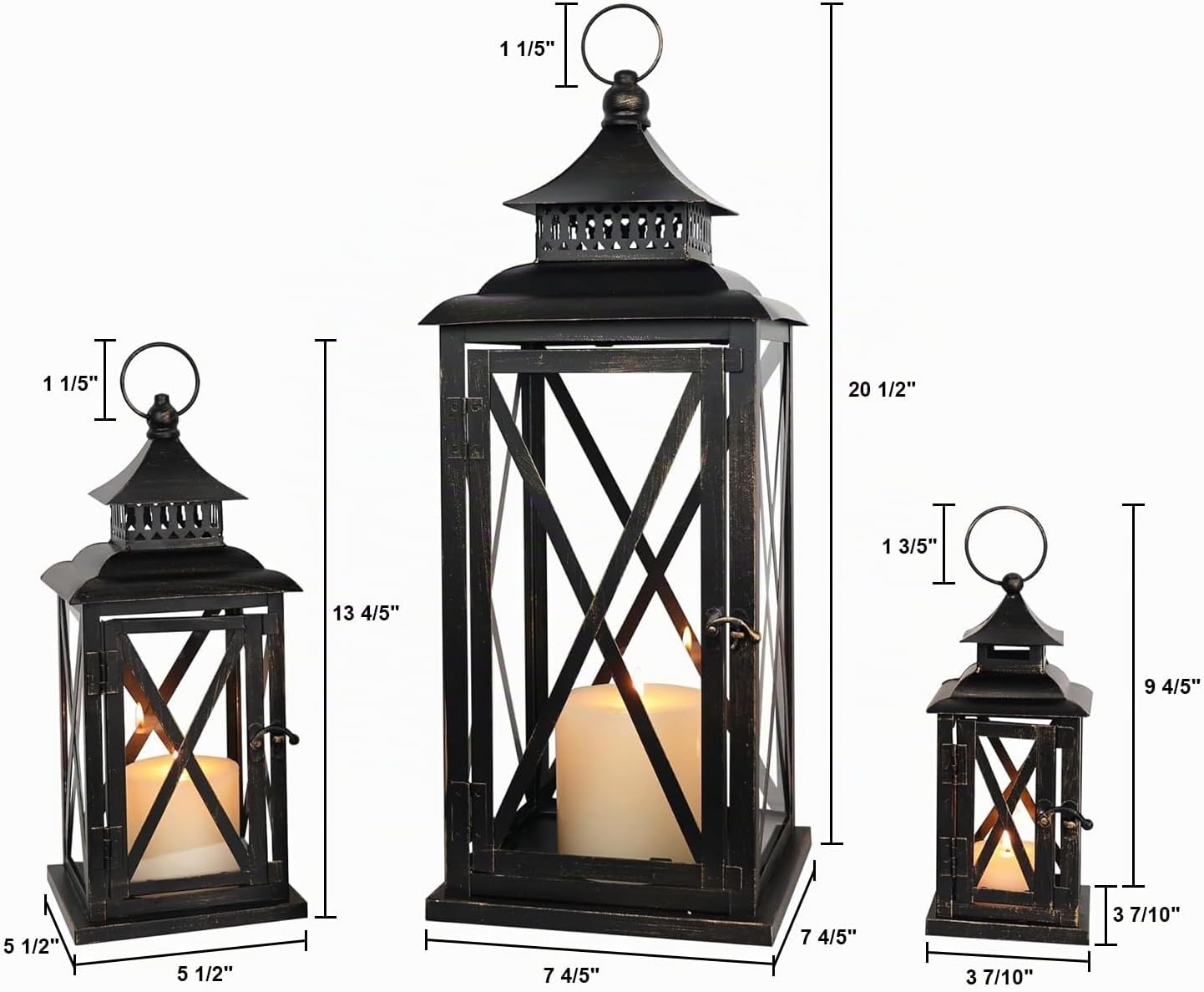 DECORKEY 3 faroles decorativos (20'', 13'' y 9'...