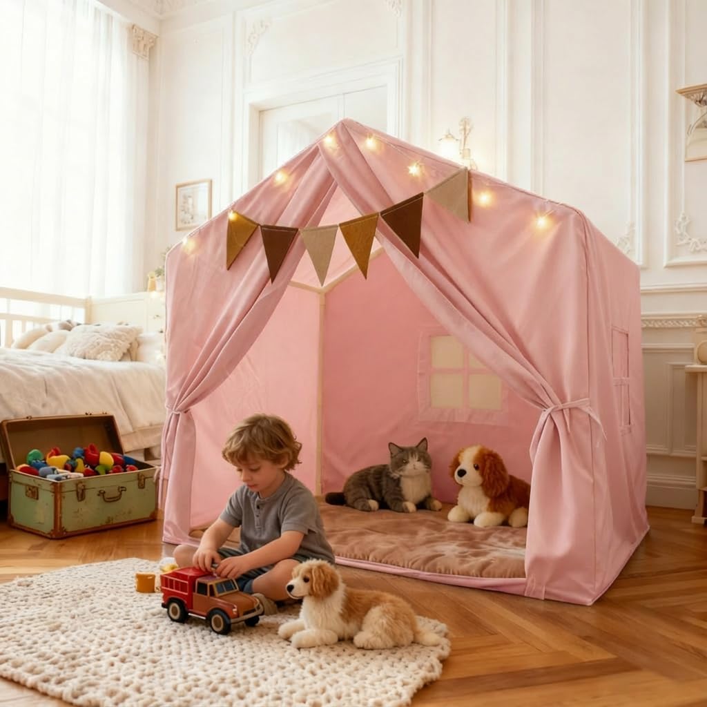 Tienda de campaña para niños, casa de juegos interior con tapete\/l...