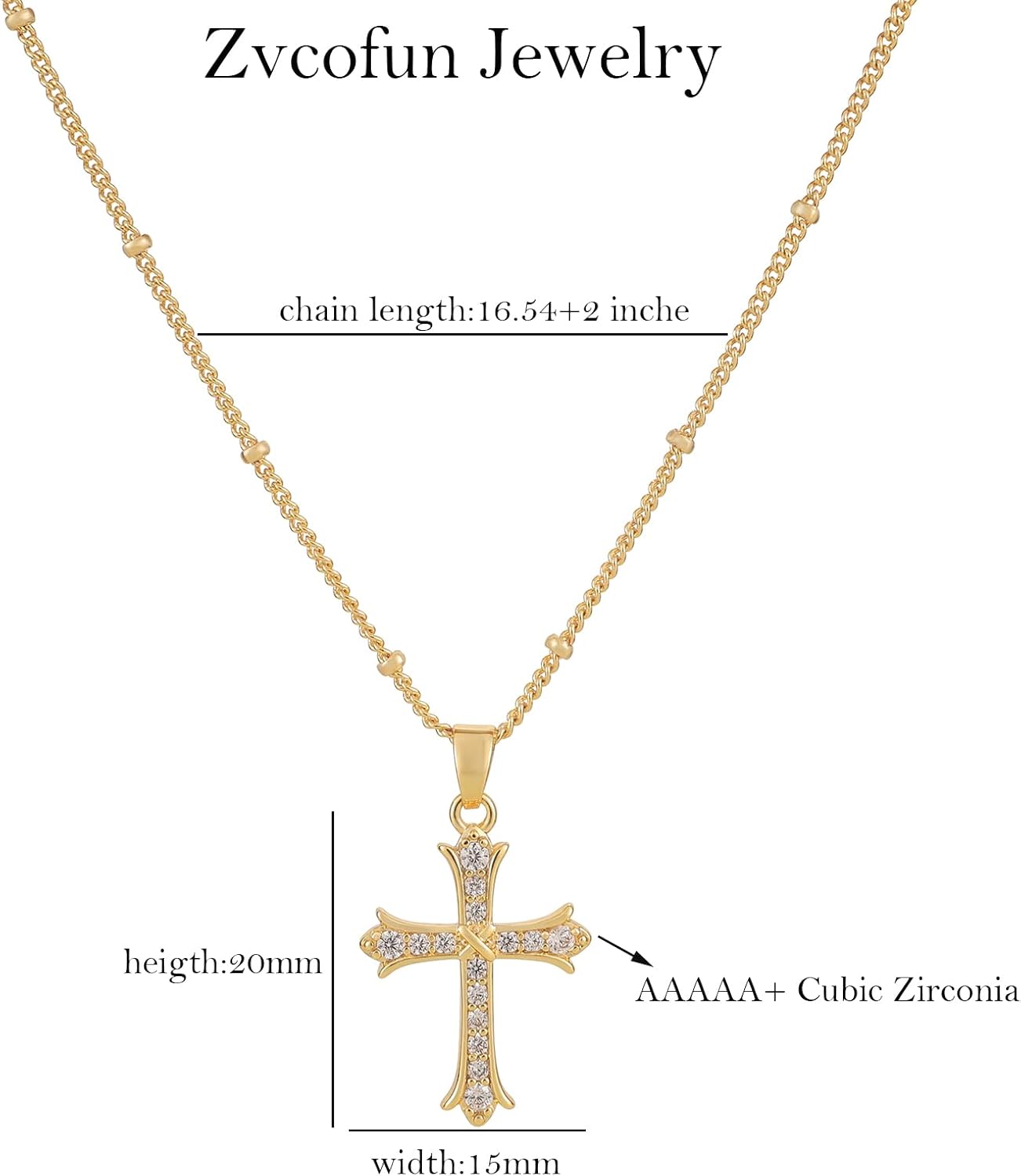 zvcofun Collar de cruz para mujer, delicado colgante de cruz chapad...