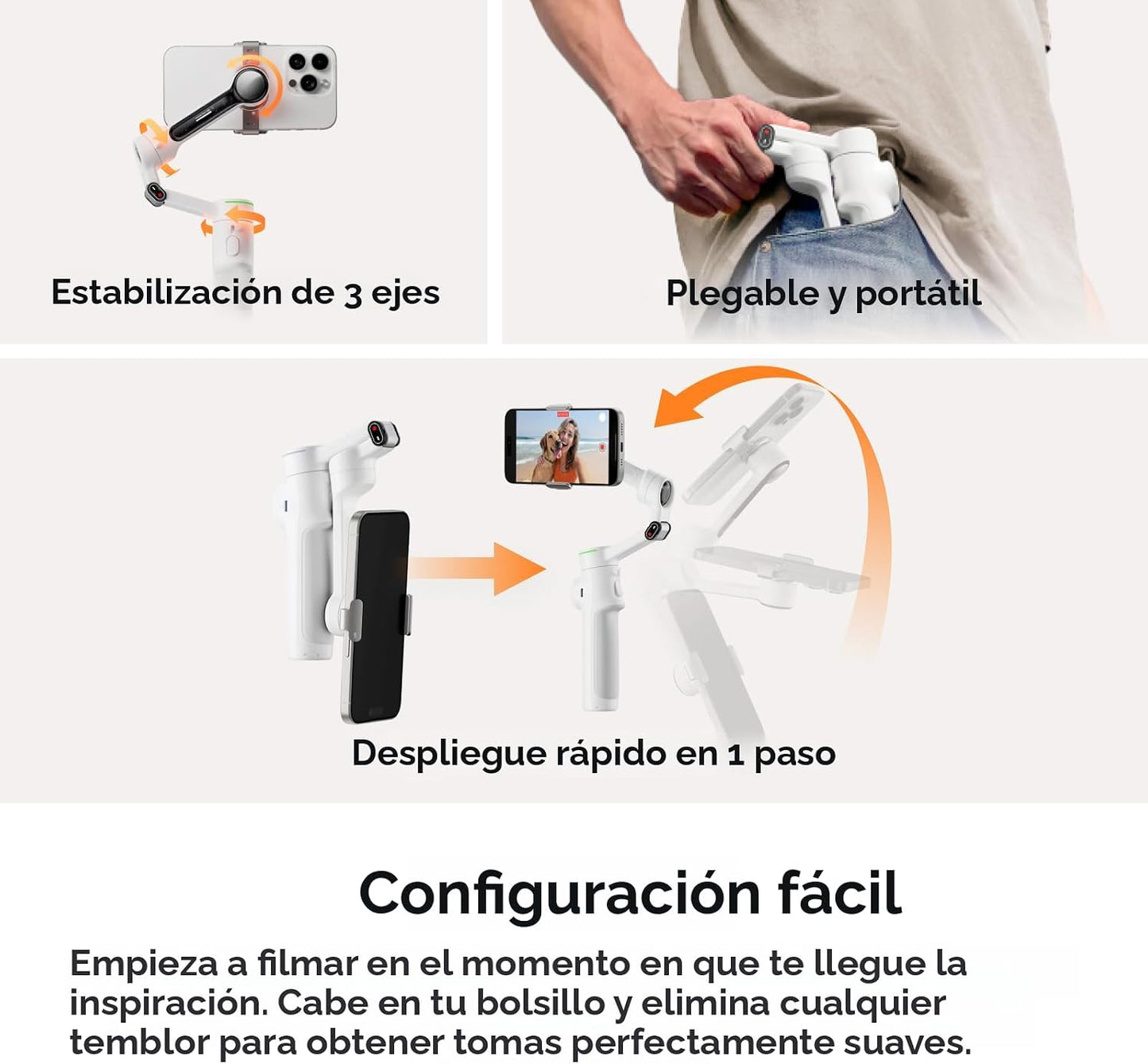 Insta360 Flow 2 Pro Vlog Bundle Blanco \u2013 Gimbal Plegable con I...