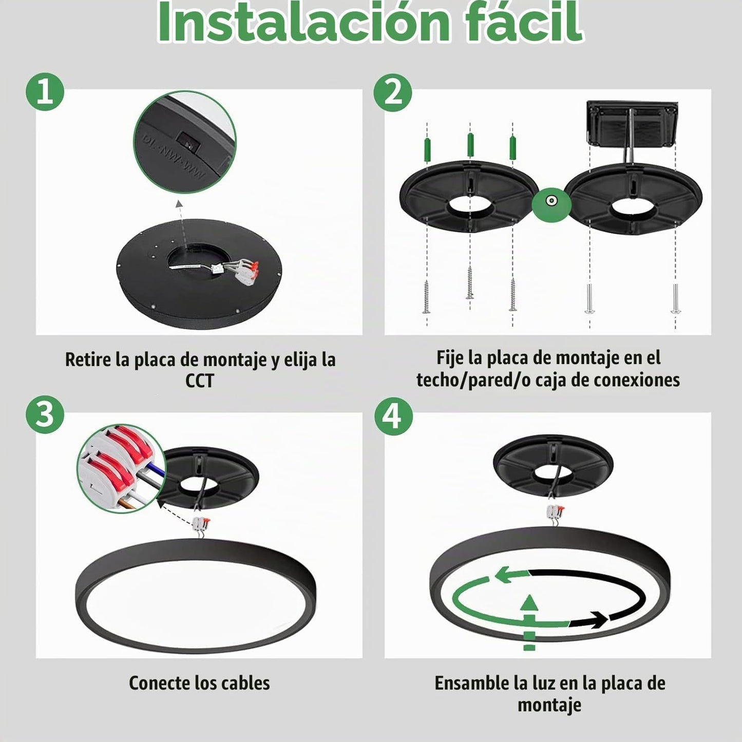 Paquete de 12 luces LED de techo empotradas de 12 pulgadas, 24W, 25...