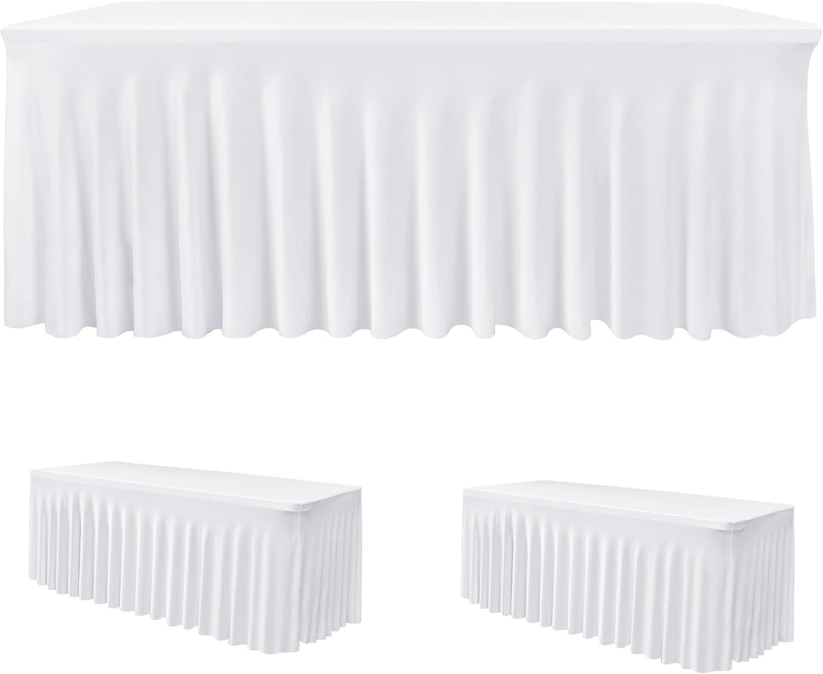 Fundas de mesa rectangulares de elastano blanco de 6 pies para fies...
